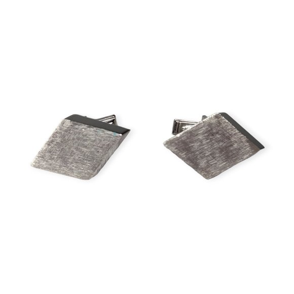Men's Silver Tone Geometric Cuff Links - Picture 1 of 3